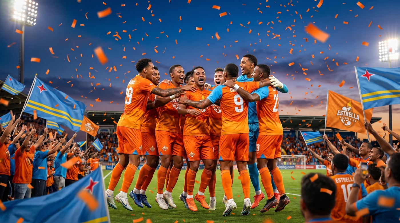 Team di Estrella ta celebra un gol hunto